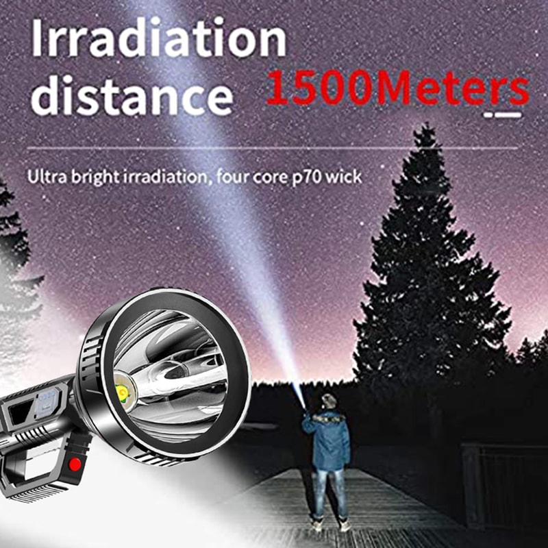 High Power LED Flashlight Waterproof Fishing Lantern USB Rechargeable Searchlight for Camping, Hiking & Outdoor