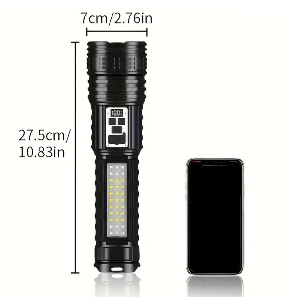 High Power Rechargeable LED Flashlight Super Strong Long Range Torch With Built In Battery For Outd 2