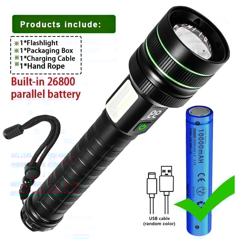 High Power Tactical LED Flashlight With Zoom Built In 26650 Battery Ideal For Outdoor Adventures 6