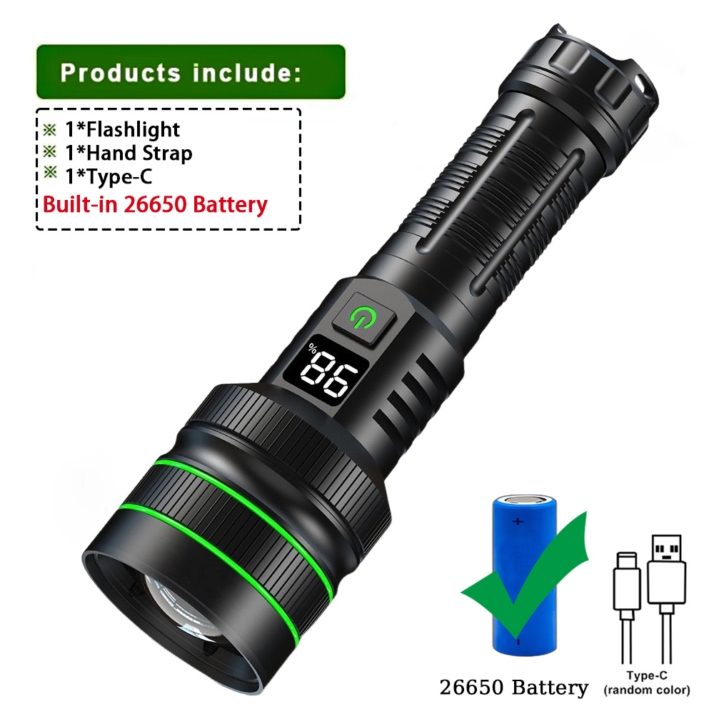High Power Tactical LED Flashlight With Zoom Built In 26650 Battery Ideal For Outdoor Adventures 9