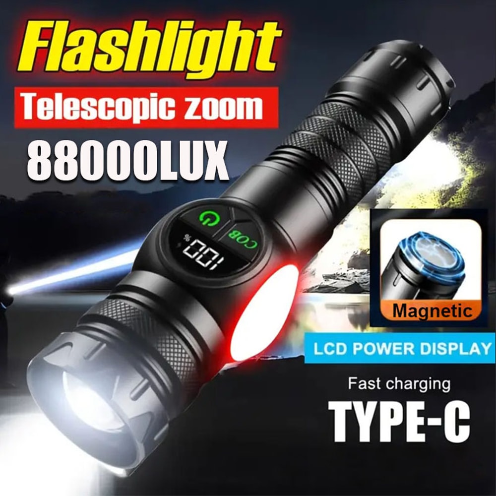 USB Rechargeable LED Flashlight With Lighting Modes Magnet Perfect For Hiking 1