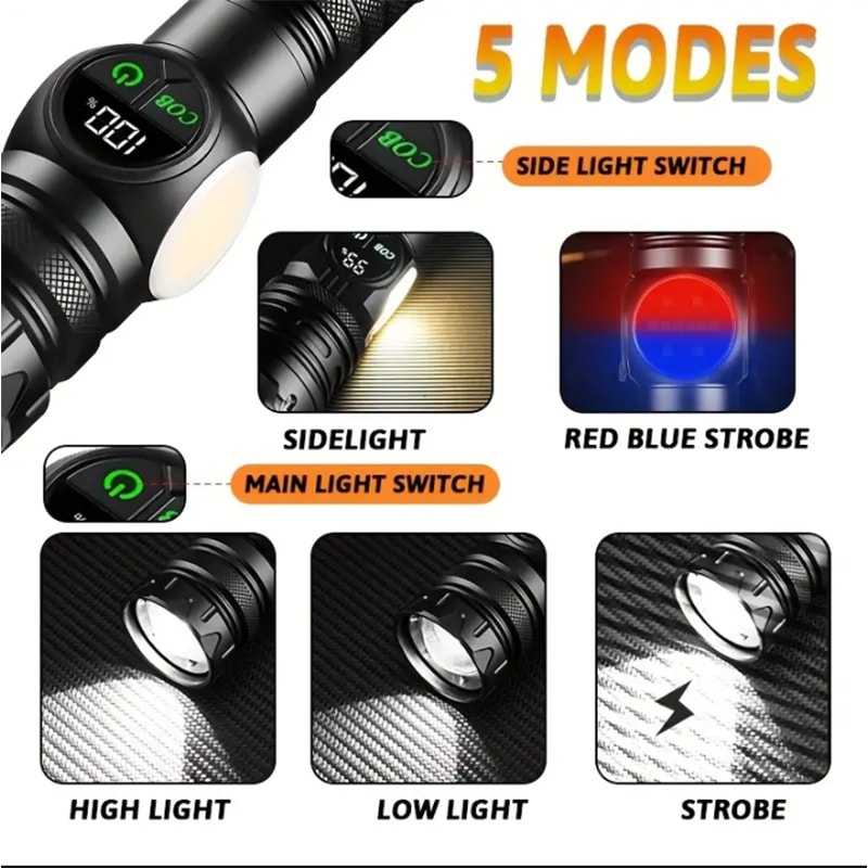 USB Rechargeable LED Flashlight With Lighting Modes Magnet Perfect For Hiking 2
