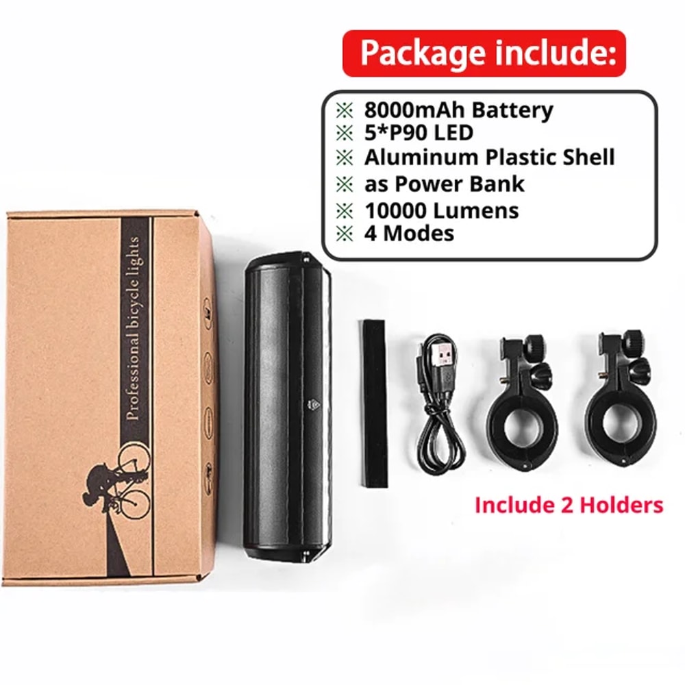 Bicycle Front Light Waterproof USB Charging MTB Bike Light 8