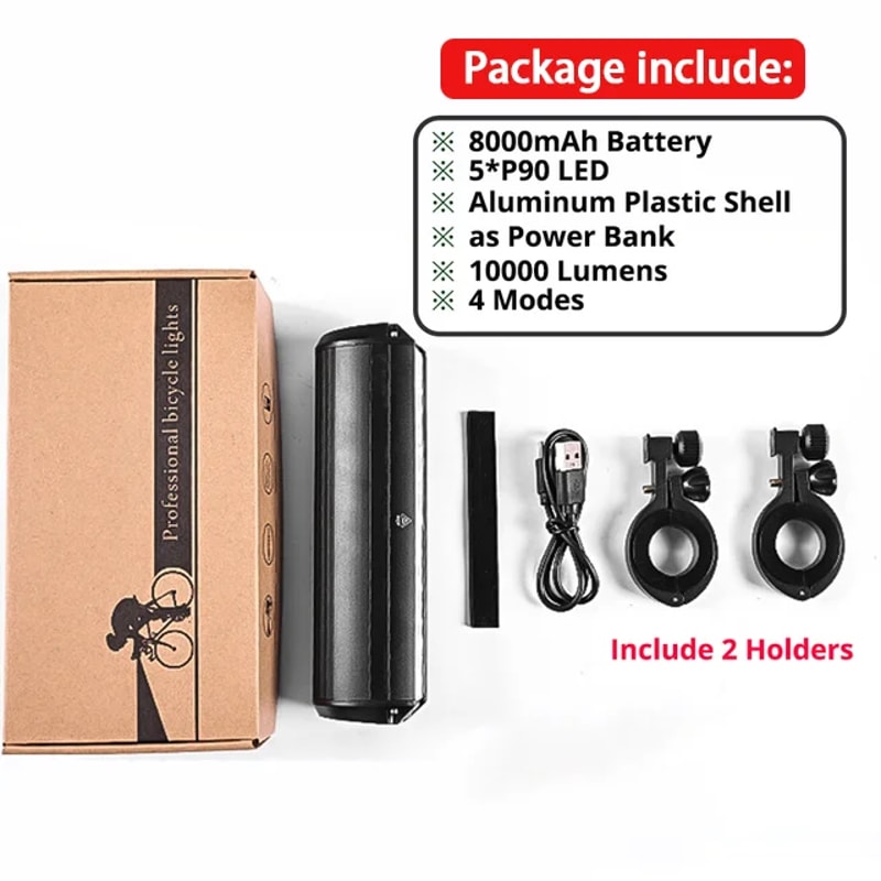 Bicycle Front Light Waterproof USB Charging MTB Bike Light 8