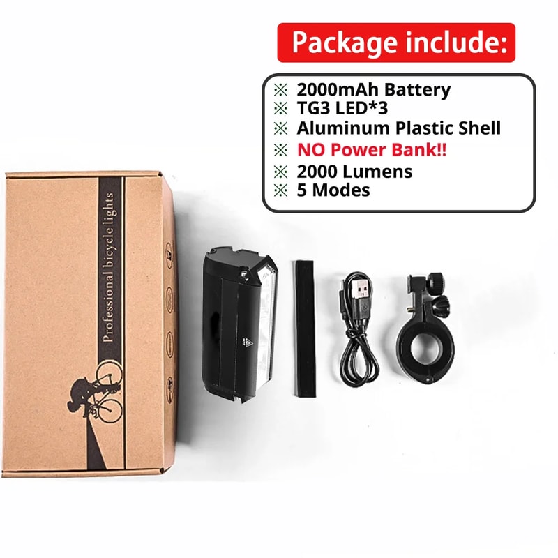 Bicycle Front Light Waterproof USB Charging MTB Bike Light 6