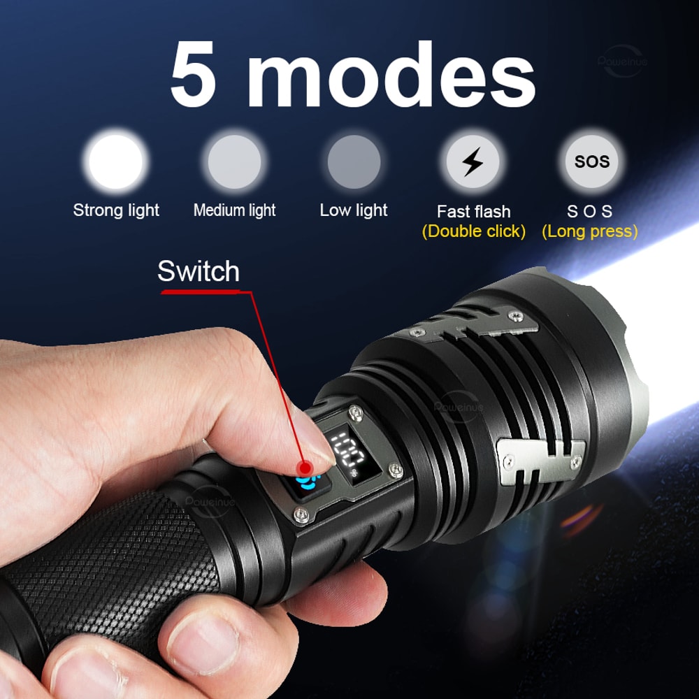 Ultra Powerful Rechargeable Flashlight LED Super Bright Torch For Fishing Hunting 2