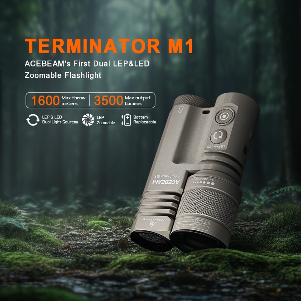 Terminator M1 LED Flashlight Lumens Ultra Long Throw Zoomable LEP Spotlight Yards Range 2