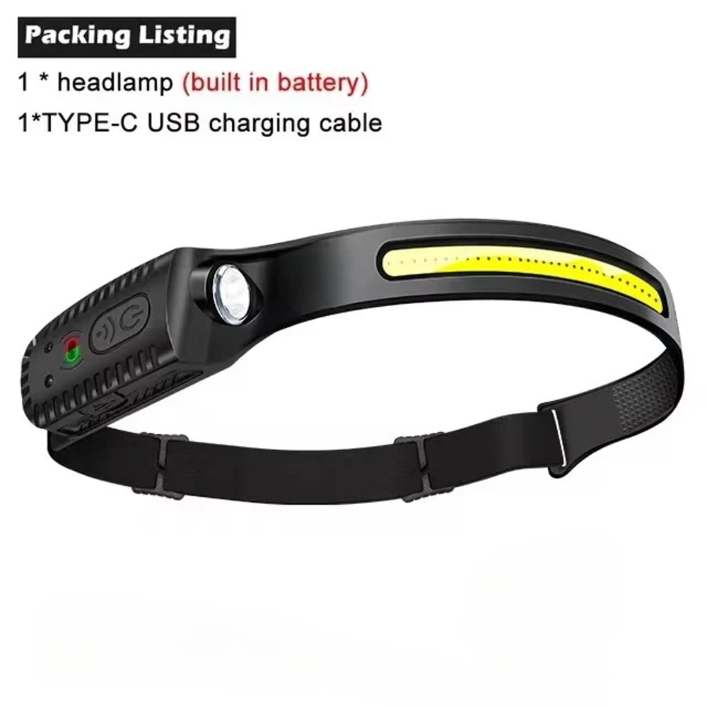 USB Rechargeable Induction LED Headlamp Modes Built In Battery For Outdoor Adventures Camping Fis 5