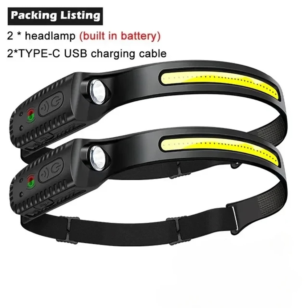 USB Rechargeable Induction LED Headlamp Modes Built In Battery For Outdoor Adventures Camping Fis 6