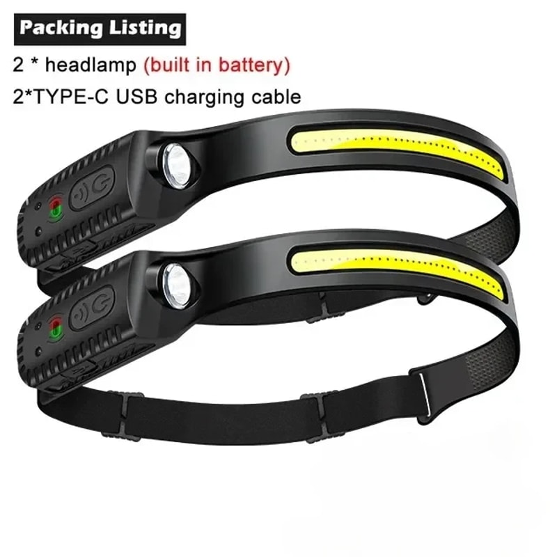 USB Rechargeable Induction LED Headlamp Modes Built In Battery For Outdoor Adventures Camping Fis 6