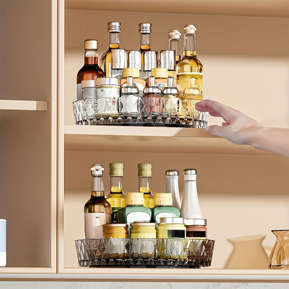 Rotating Storage Rack Multifunctional Turntable for Kitchen Countertops, Spice Storage, and Desktop Organization