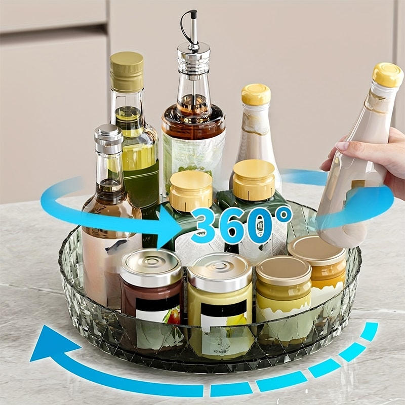Rotating Storage Rack Multifunctional Turntable for Kitchen Countertops, Spice Storage, and Desktop Organization