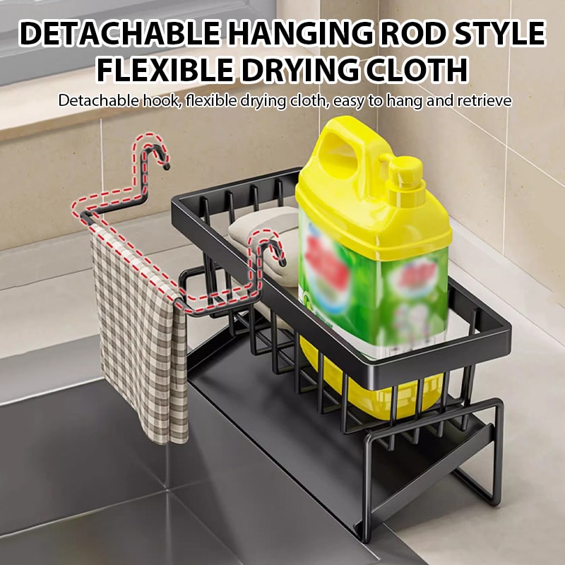 Kitchen Sink Drain Rack Organizer Versatile Sink Shelf, Soap Sponge Holder & Countertop Storage for Efficient