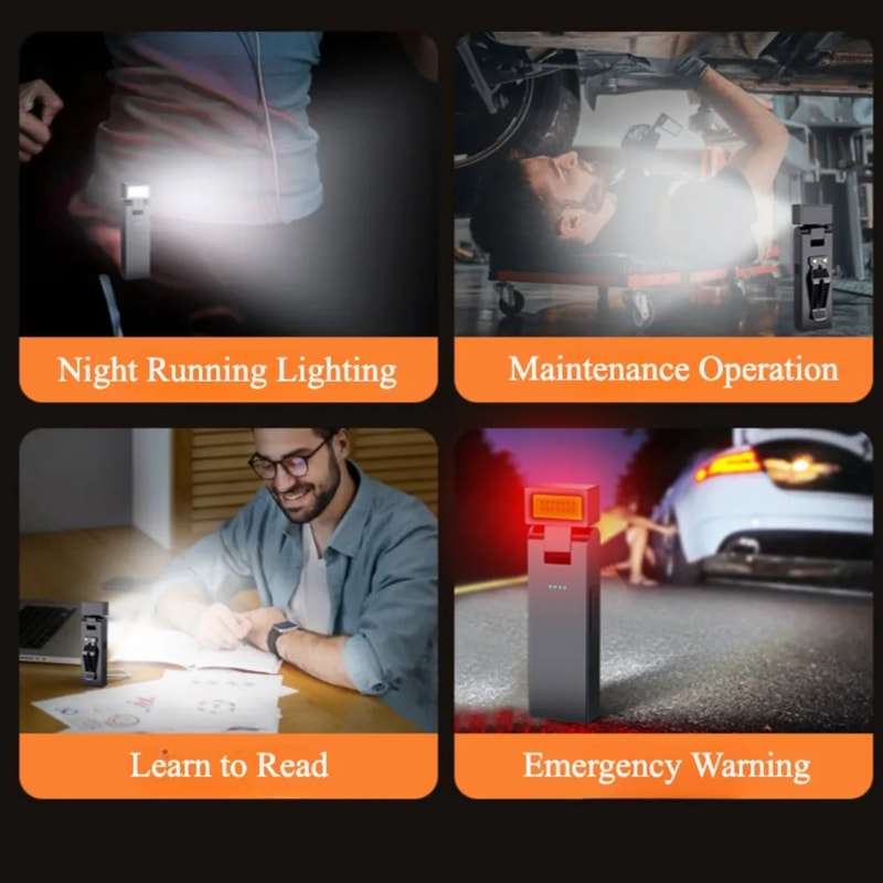 Rechargeable Mini Car Work Light Rotatable EDC Flashlight, Waterproof Emergency Torch for Car Inspection