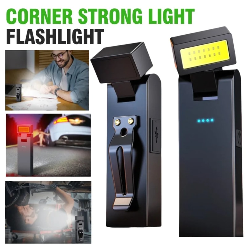 Rechargeable Mini Car Work Light Rotatable EDC Flashlight, Waterproof Emergency Torch for Car Inspection