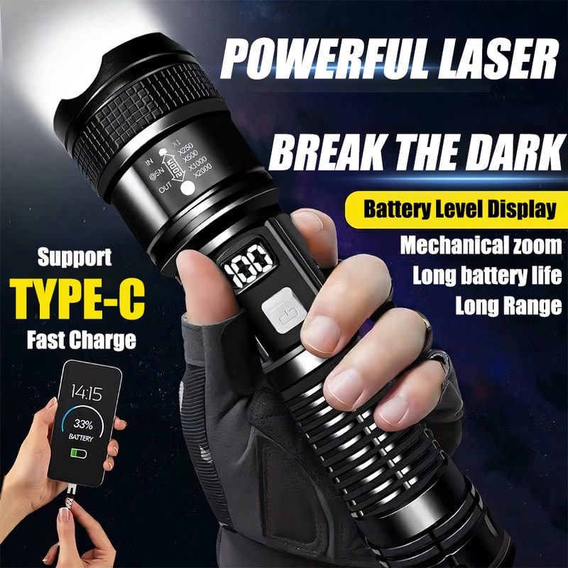 HighPowered LED Tactical Flashlight With USB Charging Ultra Bright Zoom Lantern For Camping Fishin