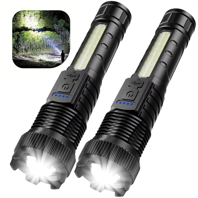 Telescopic Zoom Tactical Flashlight Rechargeable LED Torch With Lighting Modes Waterproof LongRan 6