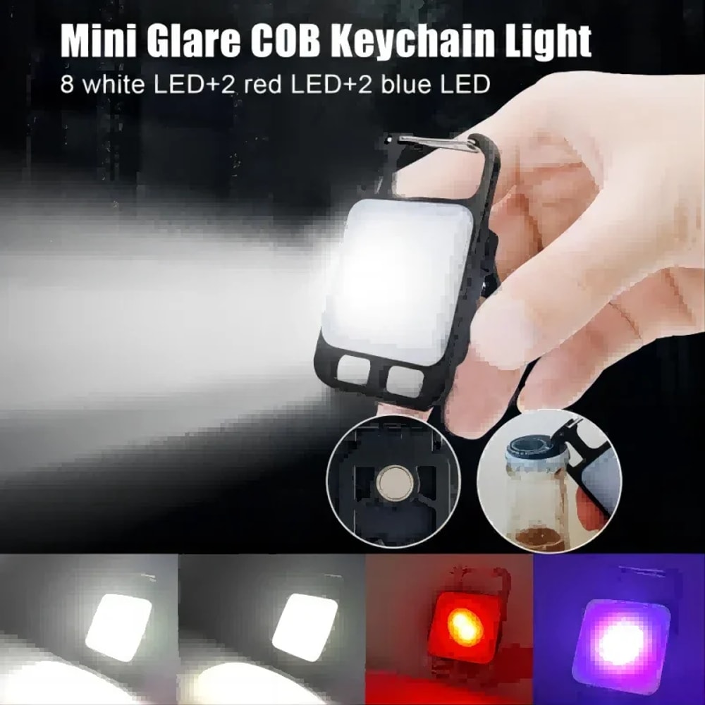 Mini LED Flashlight Keychain Portable USB Charging Camping Lamp For Outdoor Adventures Work 4