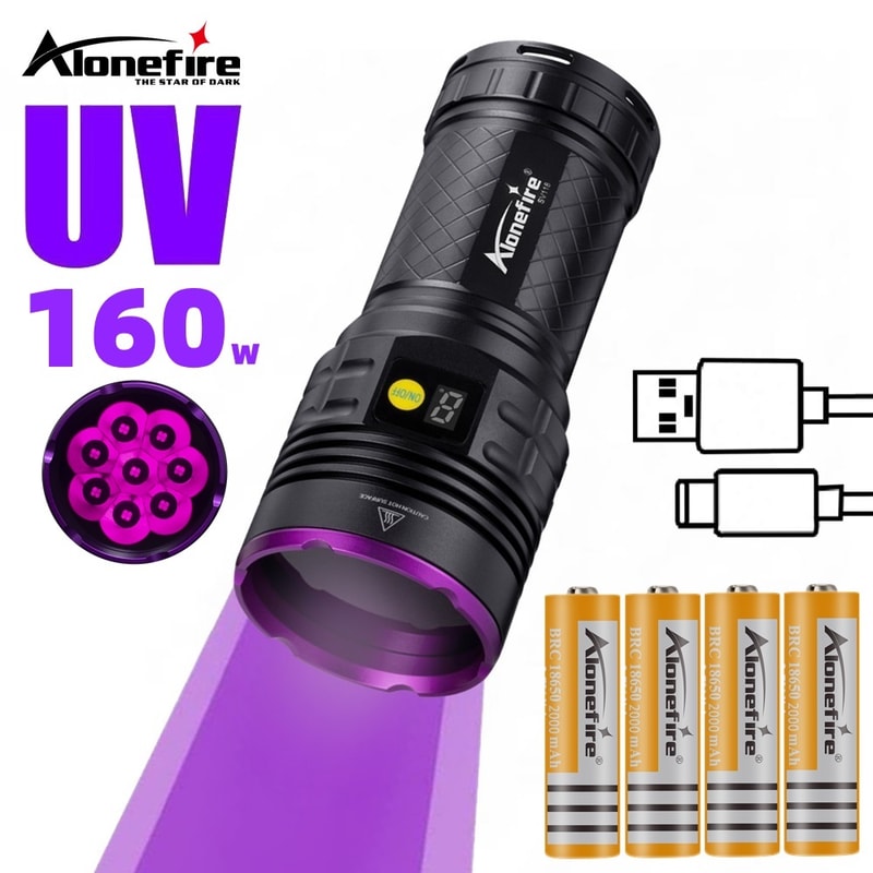 High Power UV Flashlight Powerful Rechargeable Blacklight for Urine Stains, Tinea, Scorpions & More