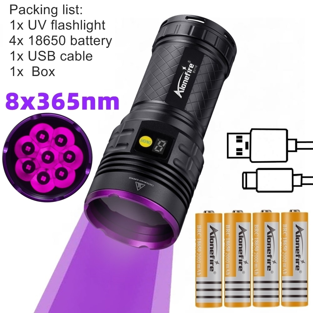 High Power UV Flashlight Powerful Rechargeable Blacklight for Urine Stains, Tinea, Scorpions & More