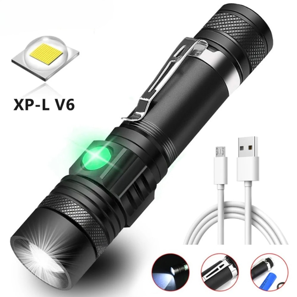 Type C Rechargeable Tactical Flashlight Waterproof LED Torch For Camping Hiking Cycling 0