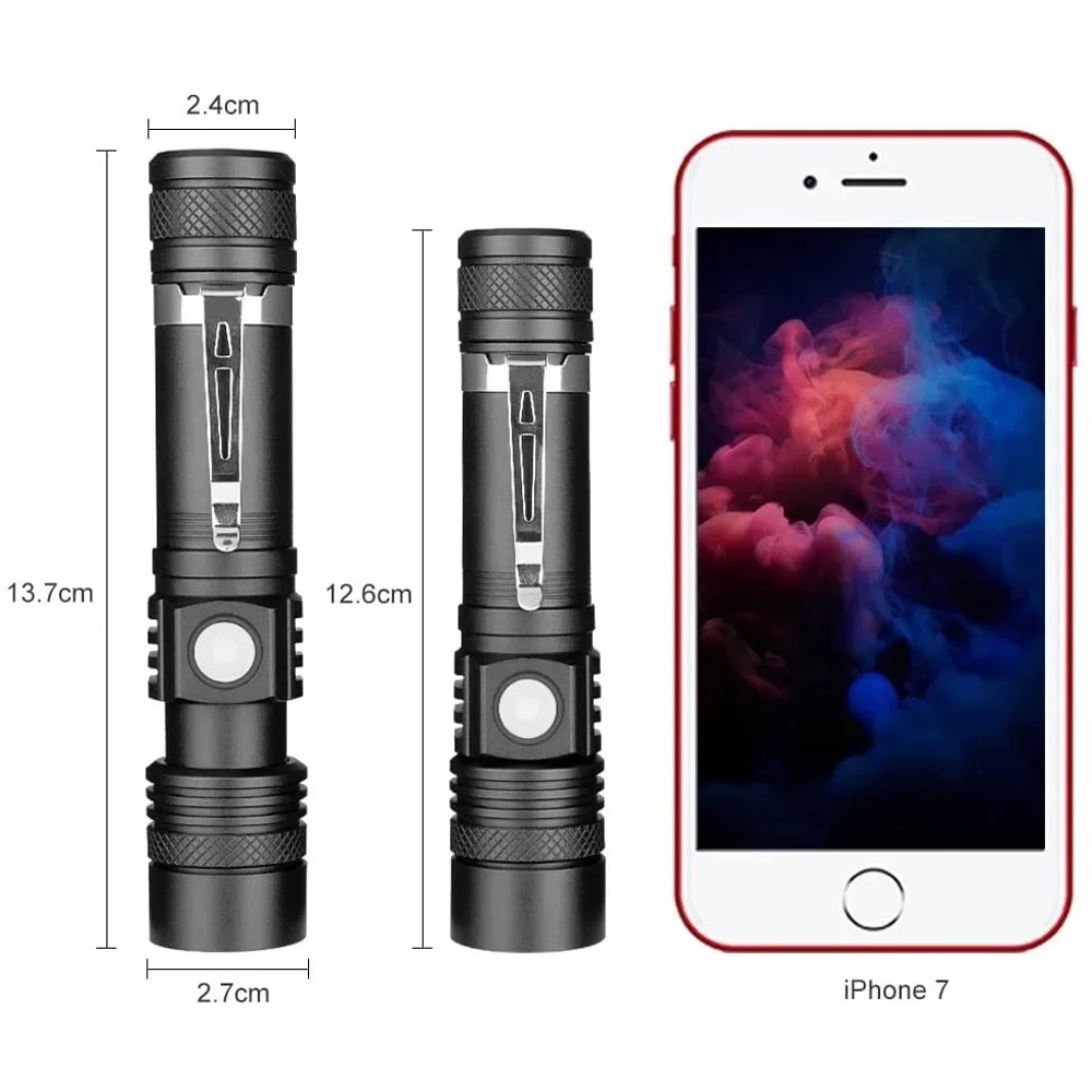 Type C Rechargeable Tactical Flashlight Waterproof LED Torch For Camping Hiking Cycling 5