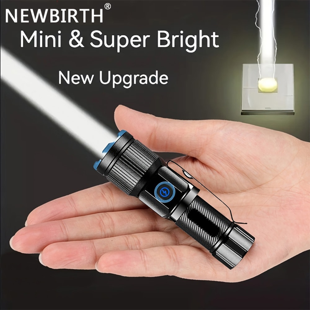 Ultra Bright Mini LED Flashlight with Tail Magnet USB C Rechargeable Camping, Hunting, and Emergency Lamp