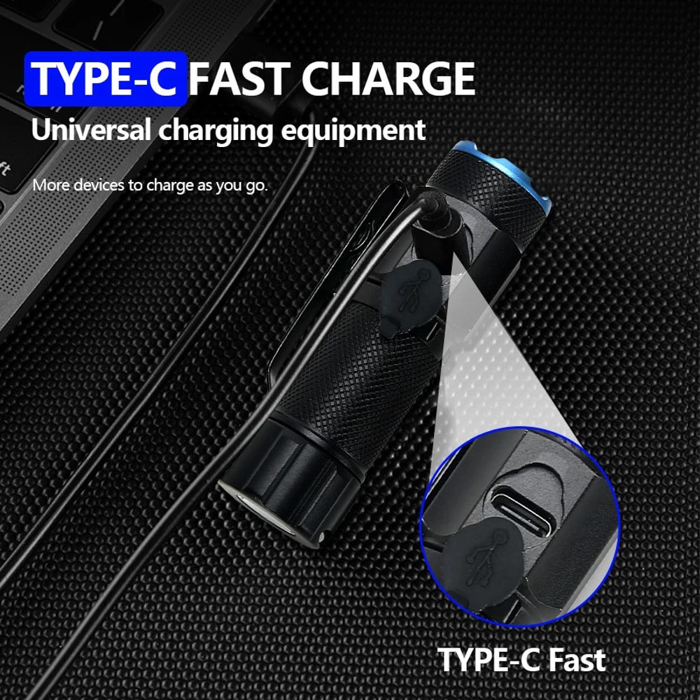 Ultra Bright Mini LED Flashlight with Tail Magnet USB C Rechargeable Camping, Hunting, and Emergency Lamp