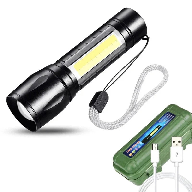 Ultra Bright Mini LED Flashlight with Tail Magnet USB C Rechargeable Camping, Hunting, and Emergency Lamp