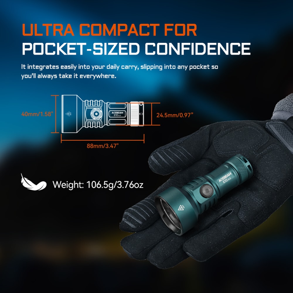 Long Range EDC Flashlight Compact USB Rechargeable Light With Strobe Mode For Camping 3