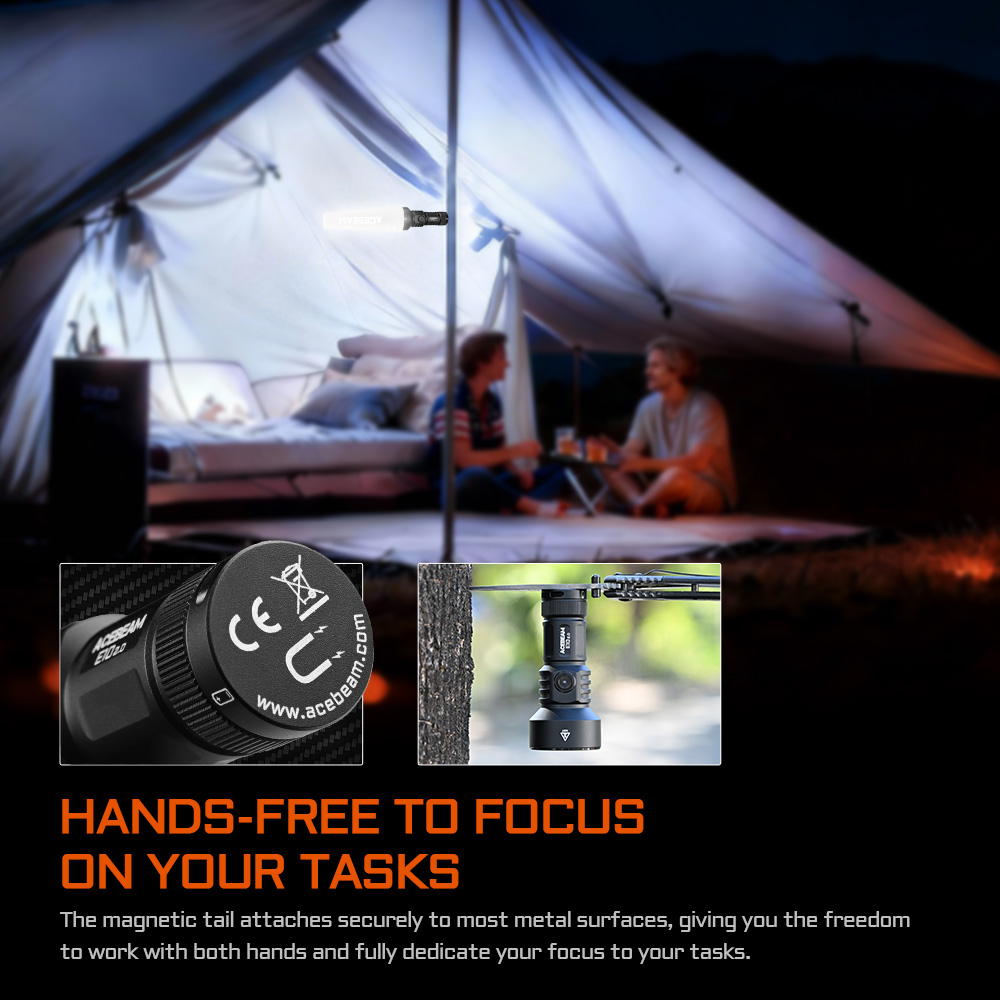 Long Range EDC Flashlight Compact USB Rechargeable Light With Strobe Mode For Camping 4