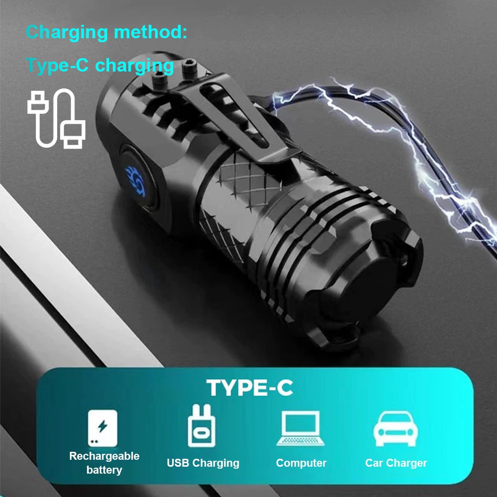 Rechargeable LED Work Light Light Modes, Waterproof Flashlight for Camping, Car Repair, and Emergency Job Site Light