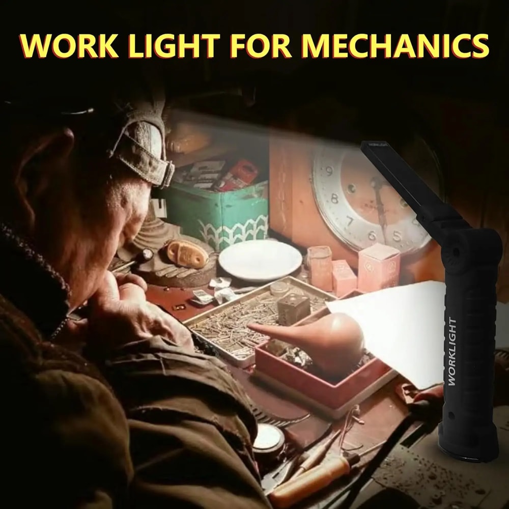 Rotatable Work Light With USB Rechargeable Battery Magnetic Hook Ideal For Auto Repairs Inspection
