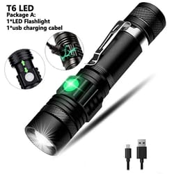 ultra bright type c rechargeable led tactical flashlight with zoom & clip perfect for outdoor adventures
