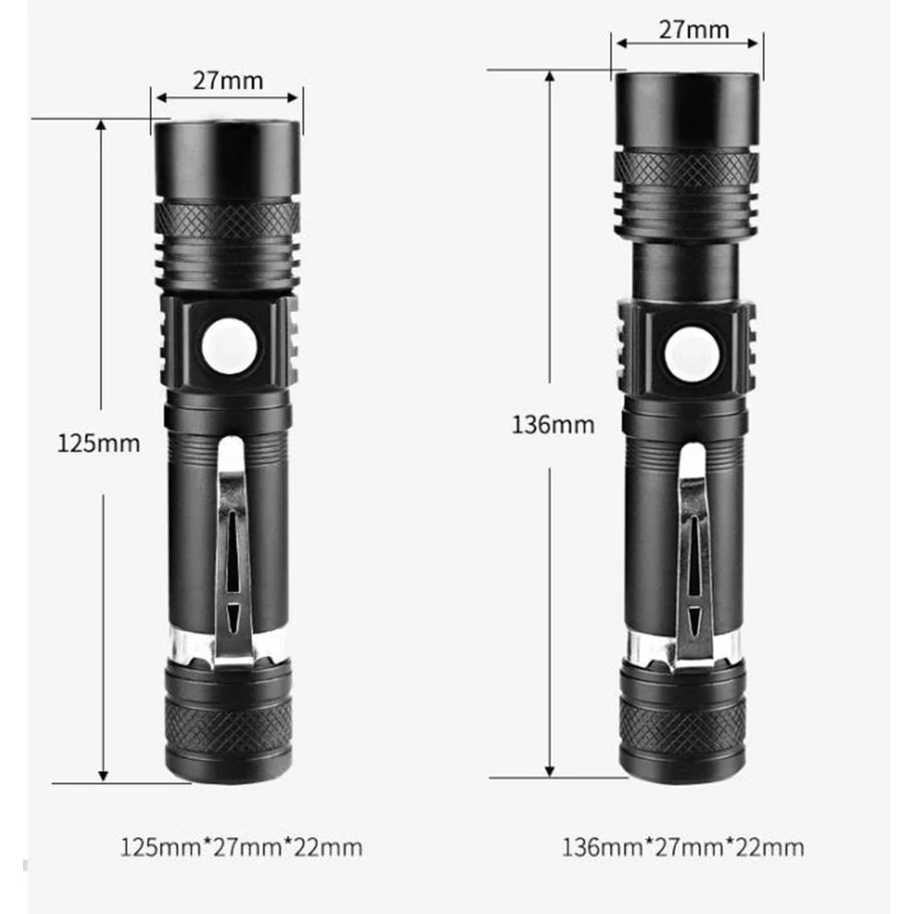 Ultra Bright Type C Rechargeable LED Tactical Flashlight With Zoom Clip Perfect For Outdoor Advent 3