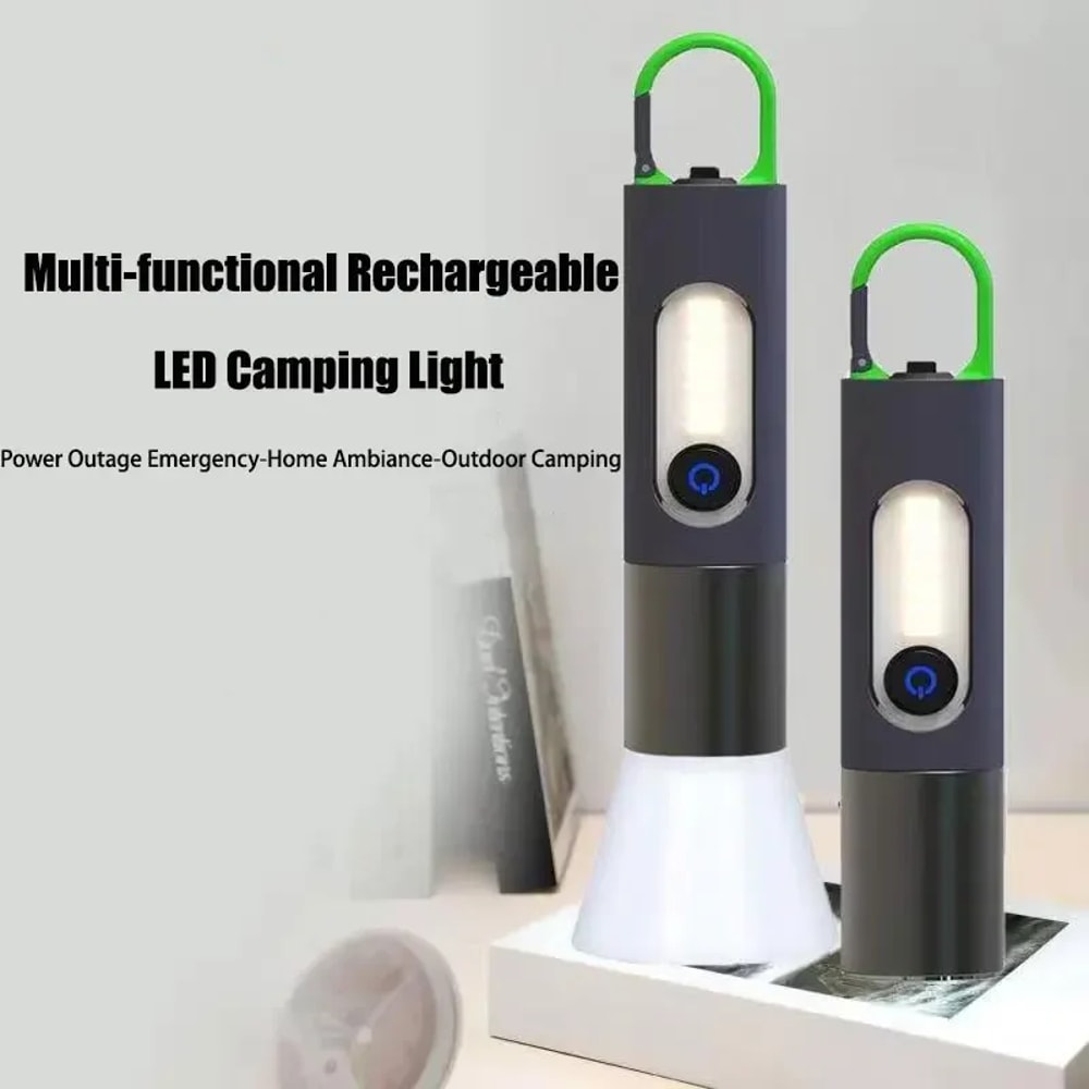 USB Rechargeable LED Flashlight Torch | Strong Light Zoomable Lantern with Hook for Camping