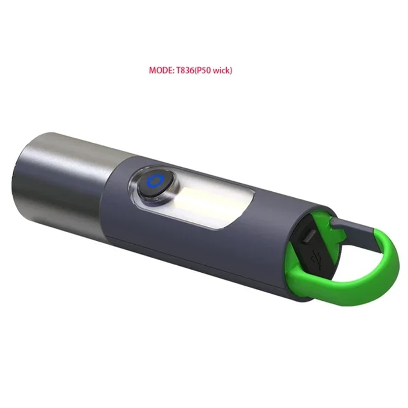 USB Rechargeable LED Flashlight Torch | Strong Light Zoomable Lantern with Hook for Camping