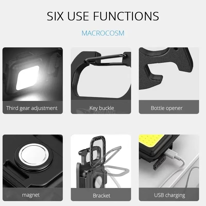 Rechargeable Mini LED Flashlight High Power, Compact & Versatile Searchlight with Keychain for Camping, Self Defense