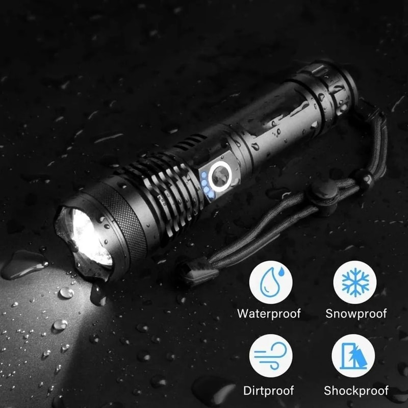 Zoom Hand Lantern LED Flashlight Rechargeable Powerful Camping Torch With Battery 2