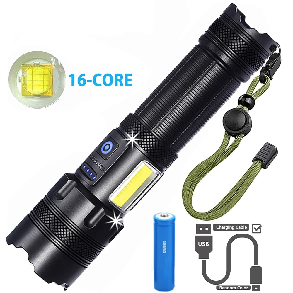 Zoom Hand Lantern LED Flashlight Rechargeable Powerful Camping Torch With Battery 5