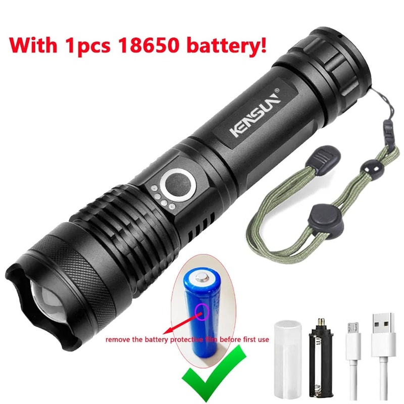 Zoom Hand Lantern LED Flashlight Rechargeable Powerful Camping Torch With Battery 6