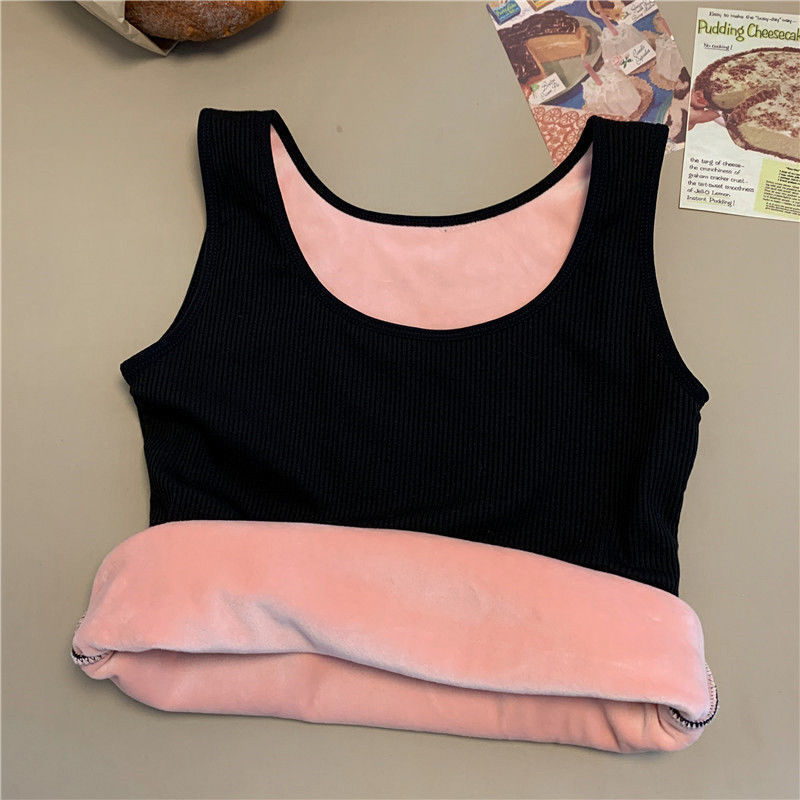 Women Winter Thermal Sleeveless Vest Seamless Plus Velvet Undershirt