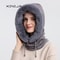 Winter Fur Hooded Mask Set For Women Knitted Cashmere Neck Warmer Windproof Balaclava Ski Hat 3
