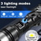High Power LED Flashlight with Zoom, Digital Display, and USB Rechargeable Feature for Camping and Hiking