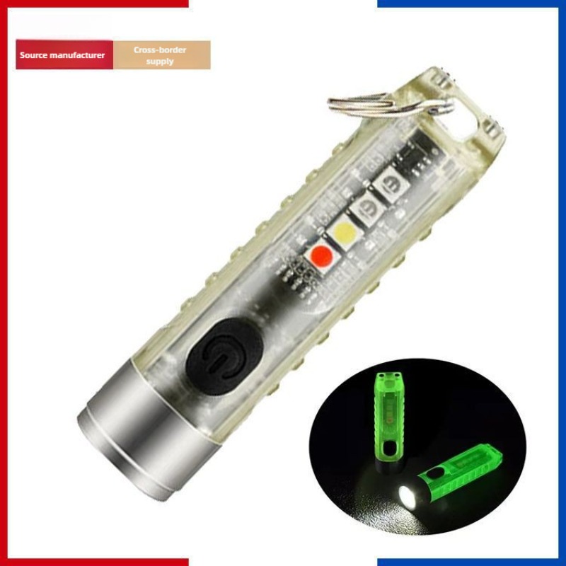 Rechargeable Outdoor LED Mini Keychain Light Super Bright, Magnetic Warning Flashlight, Portable and Durable