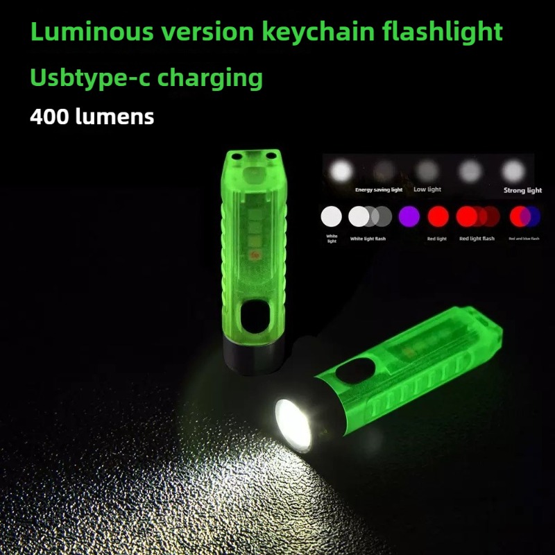 Rechargeable Outdoor LED Mini Keychain Light Super Bright, Magnetic Warning Flashlight, Portable and Durable