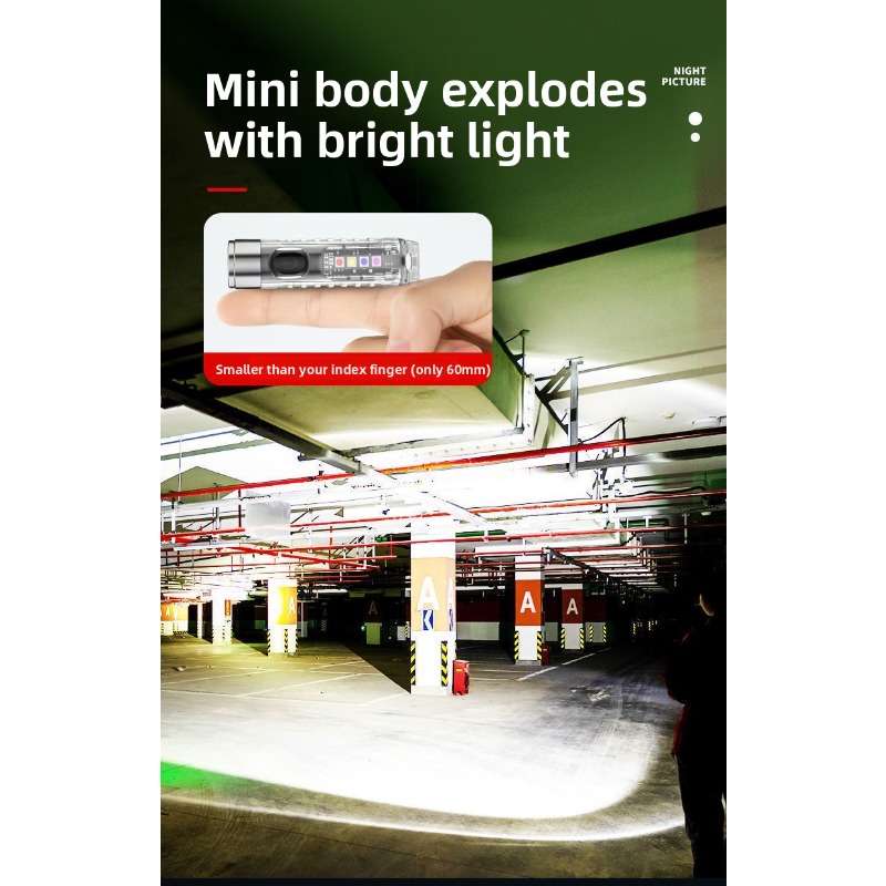 Rechargeable Outdoor LED Mini Keychain Light Super Bright, Magnetic Warning Flashlight, Portable and Durable