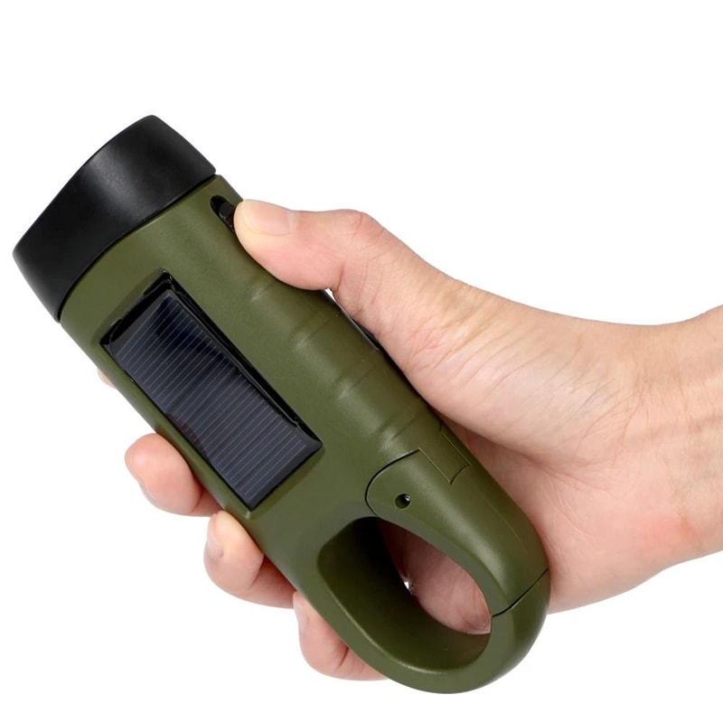 Solar Powered Hand Crank LED Flashlight Portable, Rechargeable & Energy Efficient Torch for Outdoor Adventures