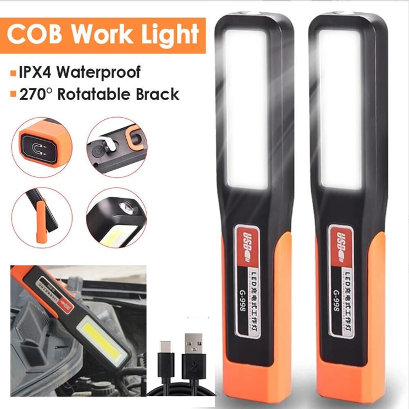 Powerful LED Work Light With Magnet USB Rechargeable COB Mechanic Lamp For Car Garage And Emergency 0