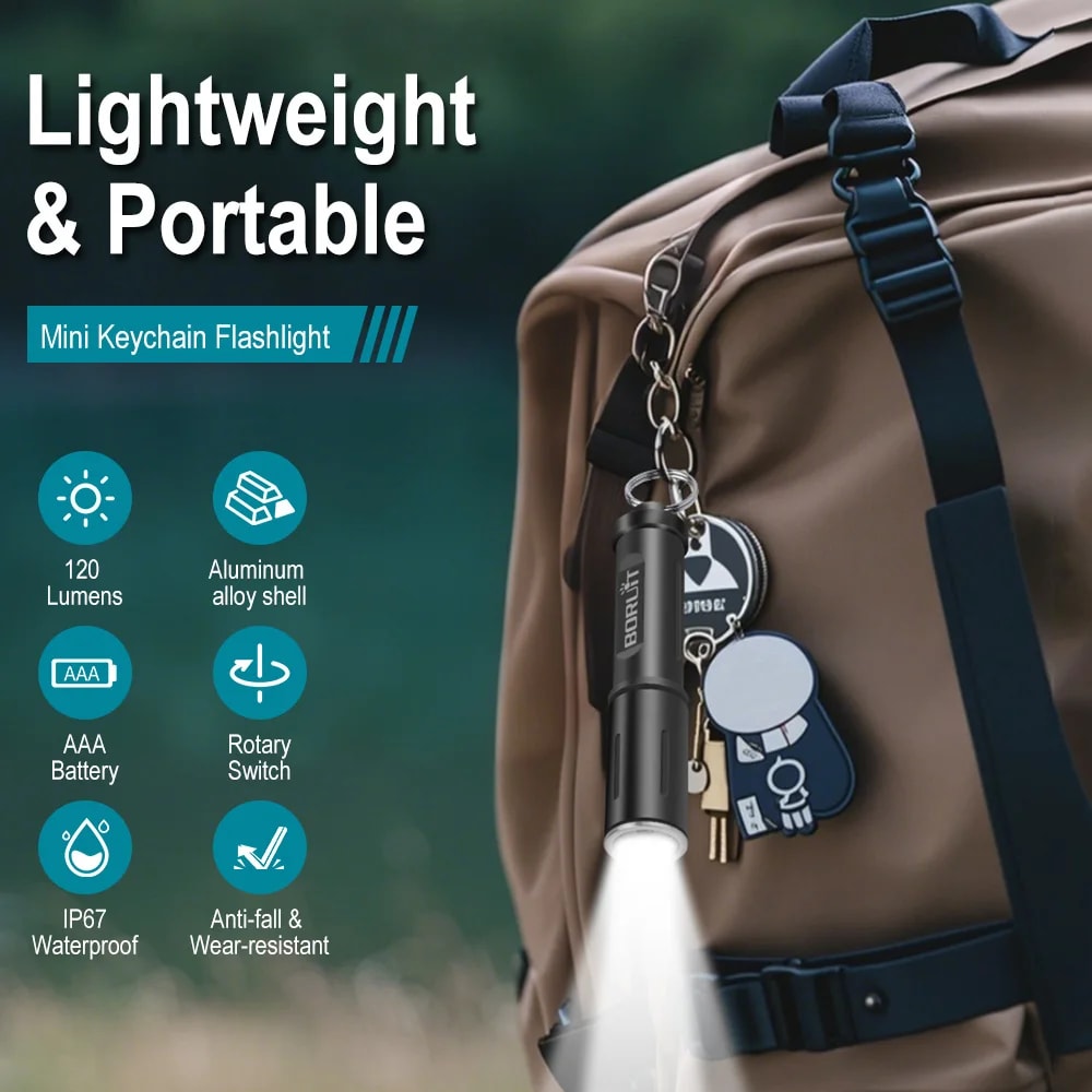 Mini Keychain EDC LED Flashlight Waterproof AAA BatteryPowered UltraBright Torch For Camping 3